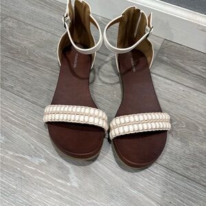Maurices Cream and Brown Sandals